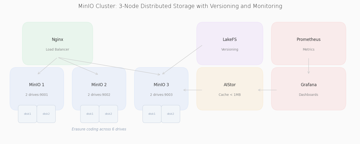 MinIO 3-node cluster topology